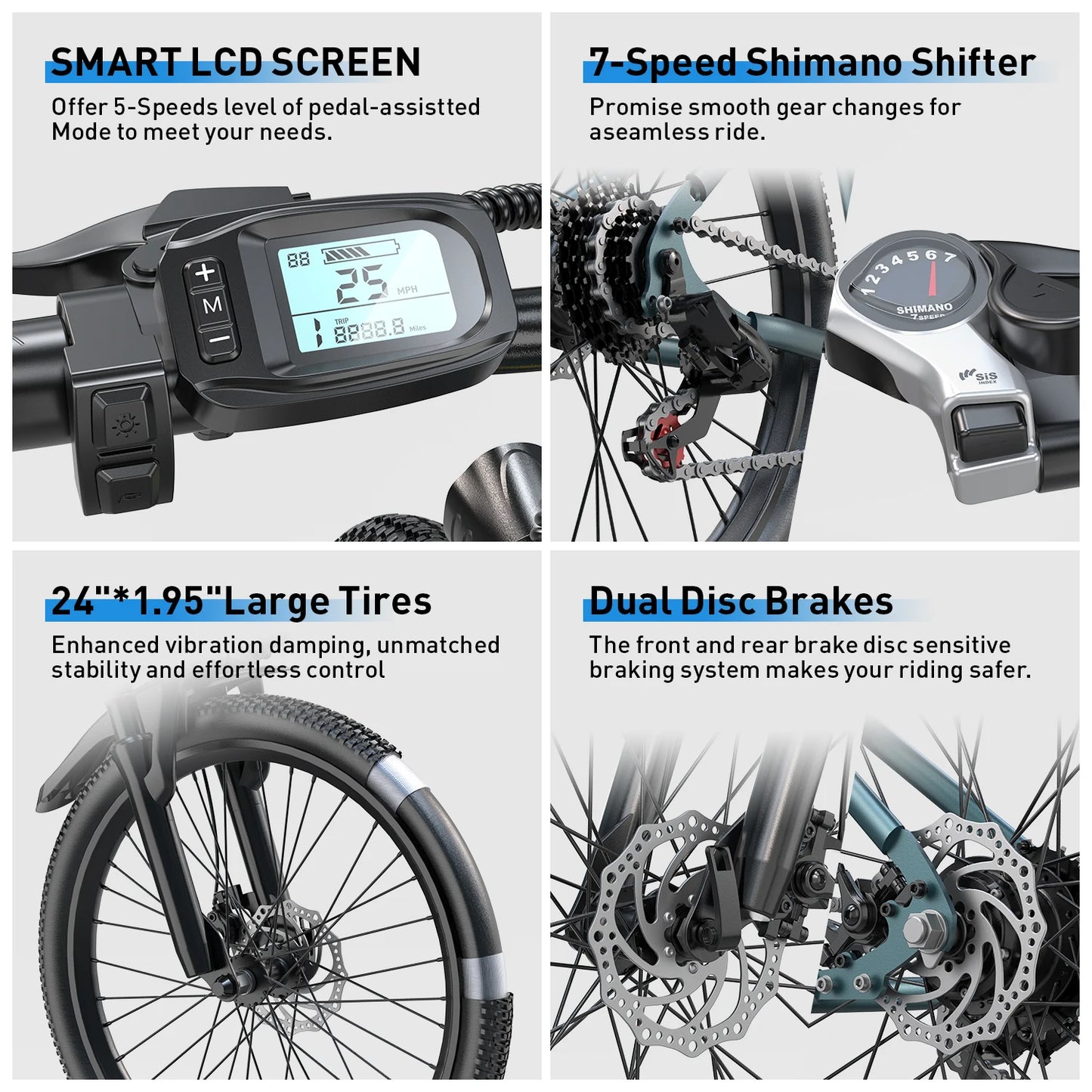 Electric Bicycle 36V Lithium Battery 500W Peak Motor 21-Speed Gear System - Eco-Friendly Transport
