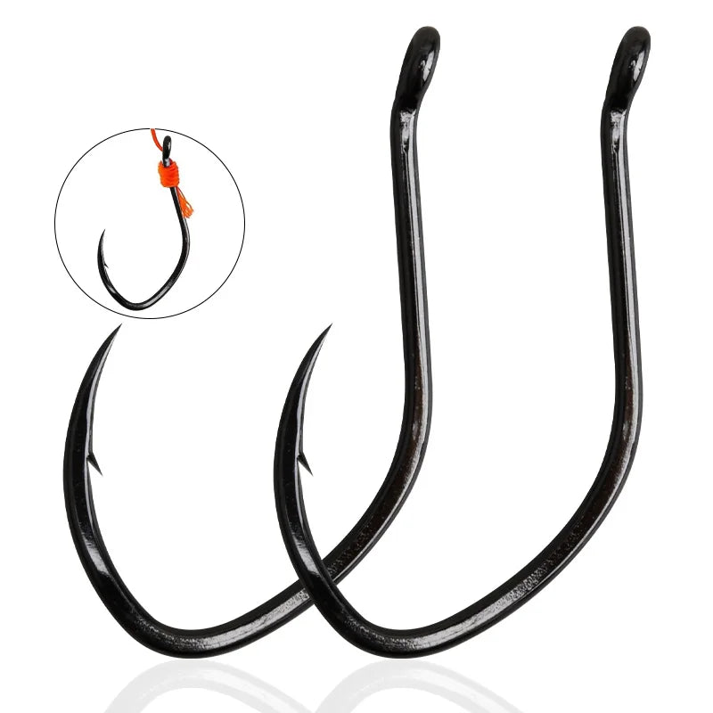 OBSESSION 10pcs High Carbon Steel Barbed Catfish Hooks 2/0-8/0