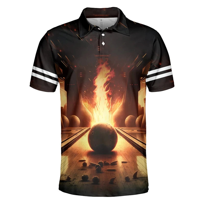 Men's Custom Name Cosmic Bowling Graphic Polo Shirt