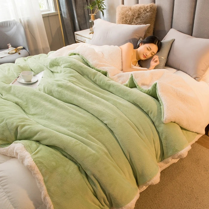 Double Sided Wool Throw Blanket