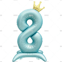 42" Colored Number Stand Foil Balloons with Crown Figures