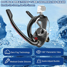 Full Face  Double Tube Black Snorkel Mask