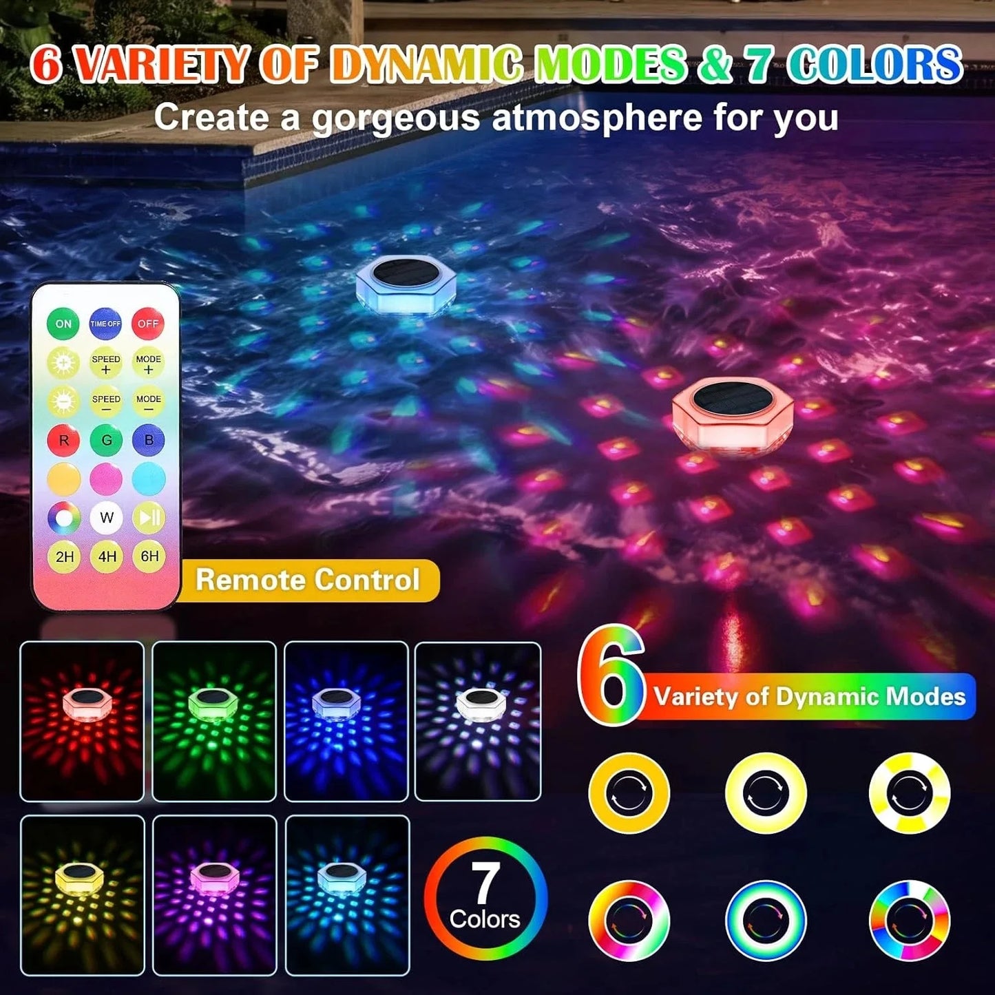 Solar RGB Floating Pool Lights with Remote Control