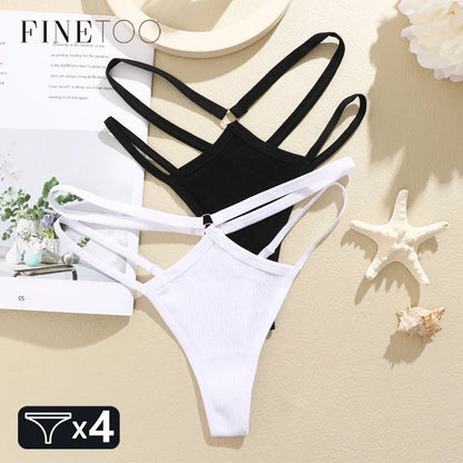 FINETOO 4Pcs Cotton Double Thin Thongs