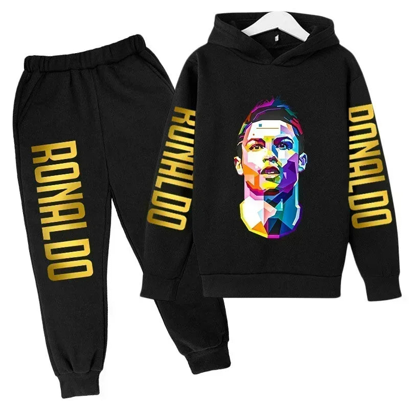 Ronaldo Print Hoodie + Pants Suit Set