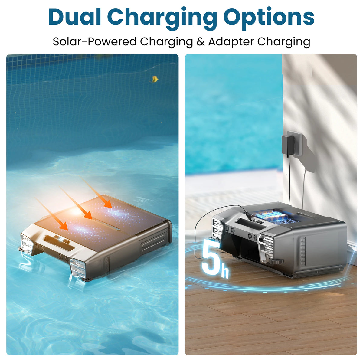 INSE Y80 Cordless Solar-Powered Robotic Pool Skimmer