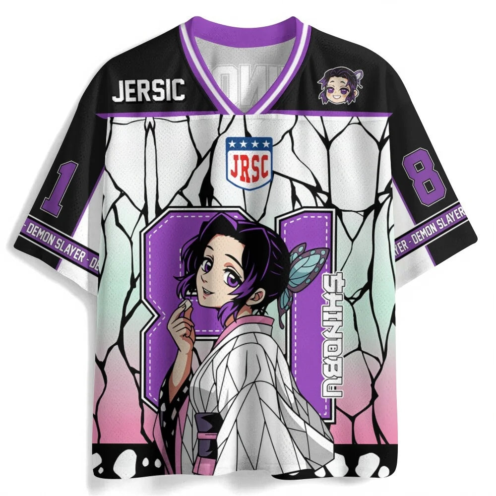 Demon Slayer Anime Oversize Jersey – Retro K-Pop Unisex Baseball & Hockey Sports T-Shirt