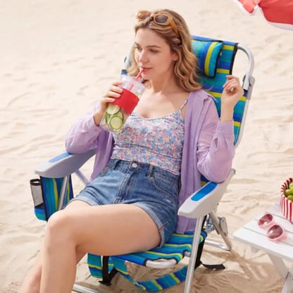 Portable Lightweight Beach Chair with 5 Reclining Positions