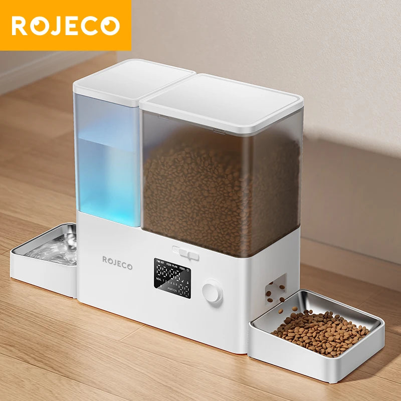 ROJECO 2in1 Automatic Pet Feeder Gravity Water Fountain