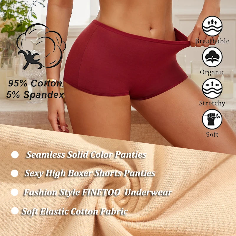 5Pcs Seamless Cotton Boyshorts