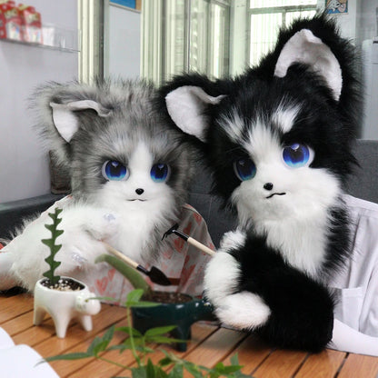 Animal Furry Fursuit Head Mask - Plush Cat & Fox Cosplay Prop
