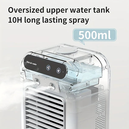 Portable USB Desktop Air Cooler with 1800mAh Battery and Water Tank