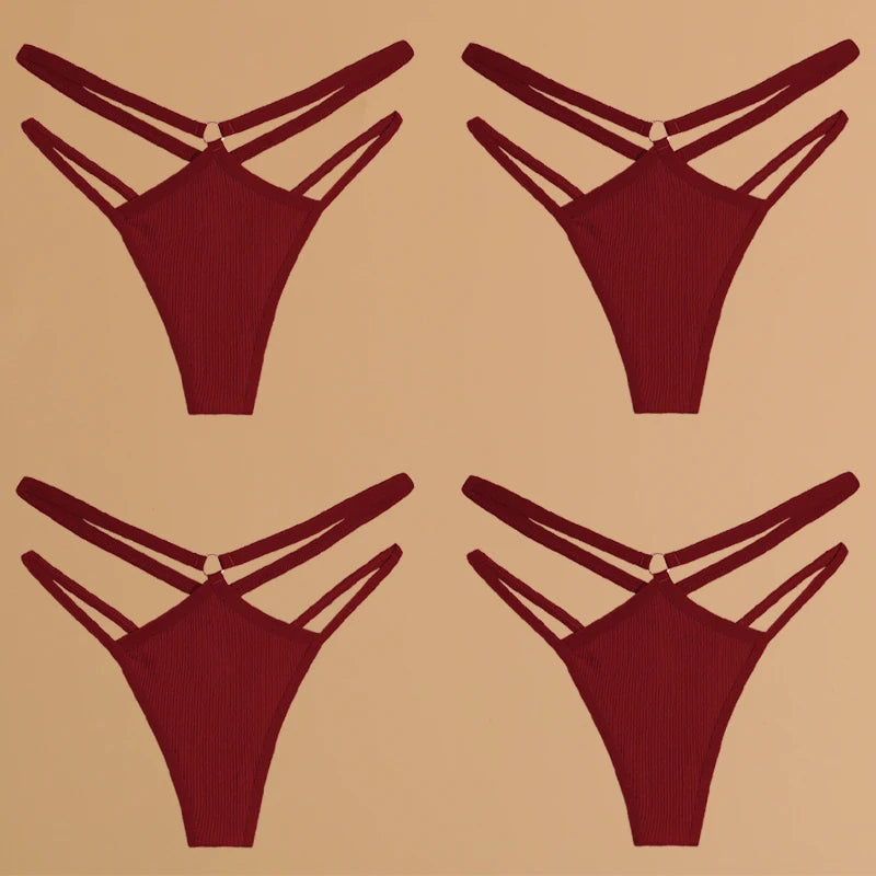 FINETOO 4Pcs Cotton Double Thin Thongs