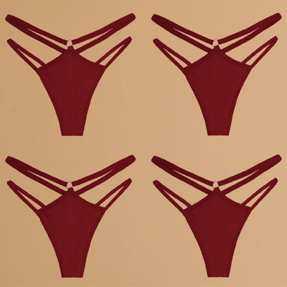 FINETOO 4Pcs Cotton Double Thin Thongs