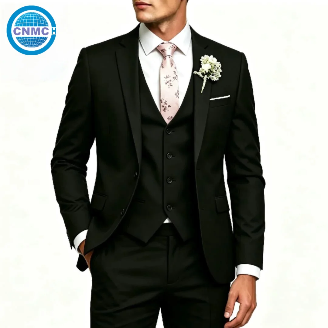 Men's Single-Breasted 3-Piece Formal Business Suit Set (Jacket, Vest & Pants)