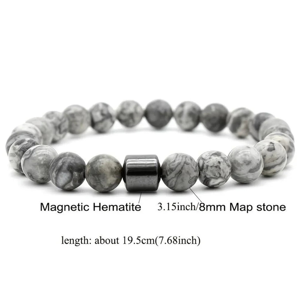 Magnetic Tiger Eye Lava Map Shimmer Malachite Stone Bracelet
