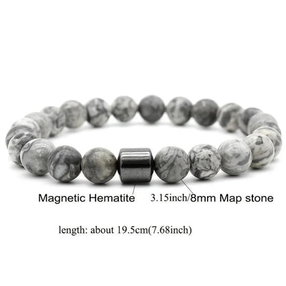 Magnetic Tiger Eye Lava Map Shimmer Malachite Stone Bracelet
