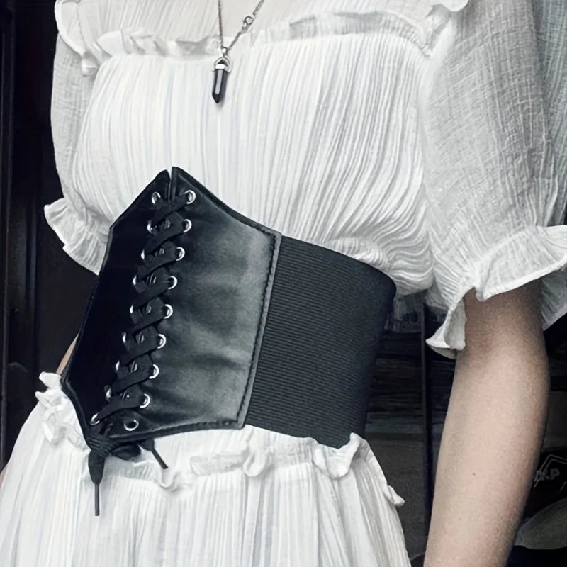 Black Wide Faux Leather Slimming Waist Belt
