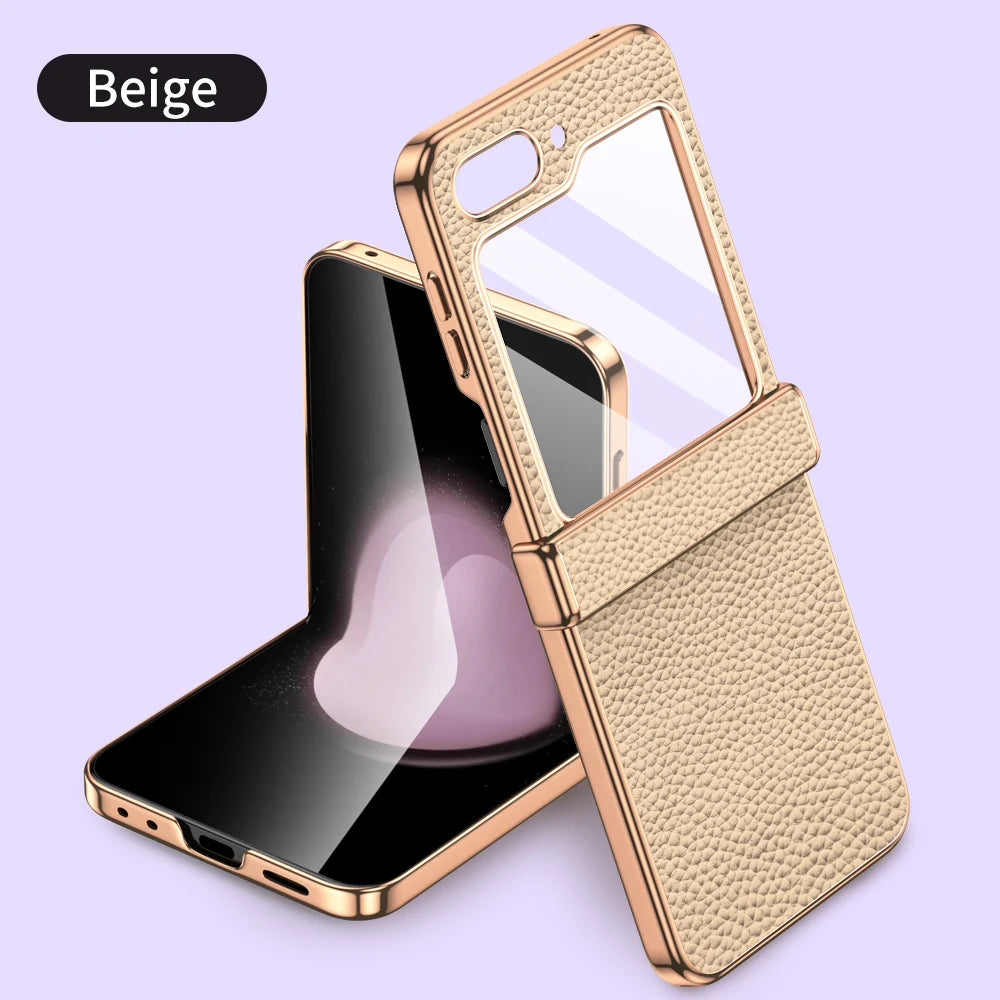 Luxury Genuine Cowhide Leather Case for Samsung Galaxy Z Flip Series