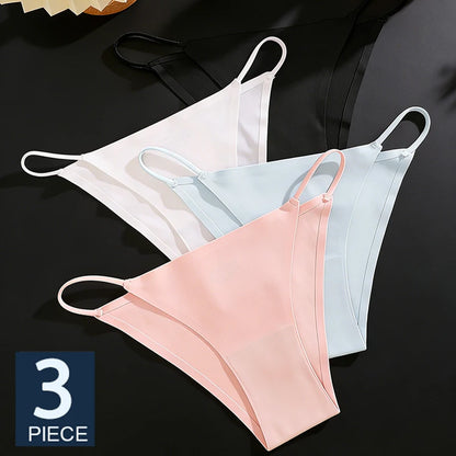 FINETOO 3Pcs Seamless Thin Strap Briefs