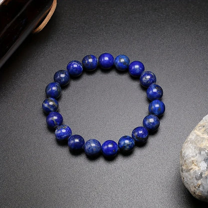 Natural Lapis Lazuli Gemstone Beaded Stretch Bracelet