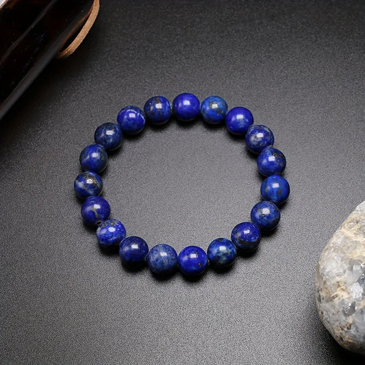 Natural Lapis Lazuli Gemstone Beaded Stretch Bracelet