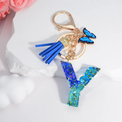 Alphabet Tasseled Keychain