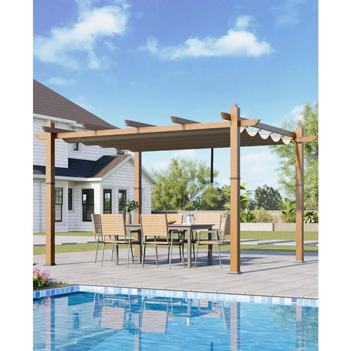 10x13Ft Pergola with Retractable Canopy