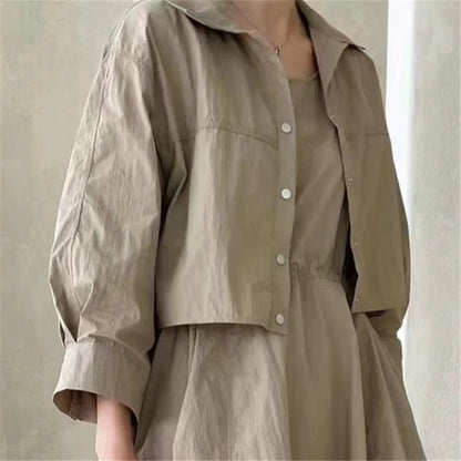 REALEFT Women's 2-Piece Short Jacket & Tank Dress Set