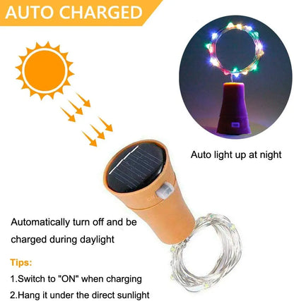 Solar Wine Bottle Led String Fairy Lights