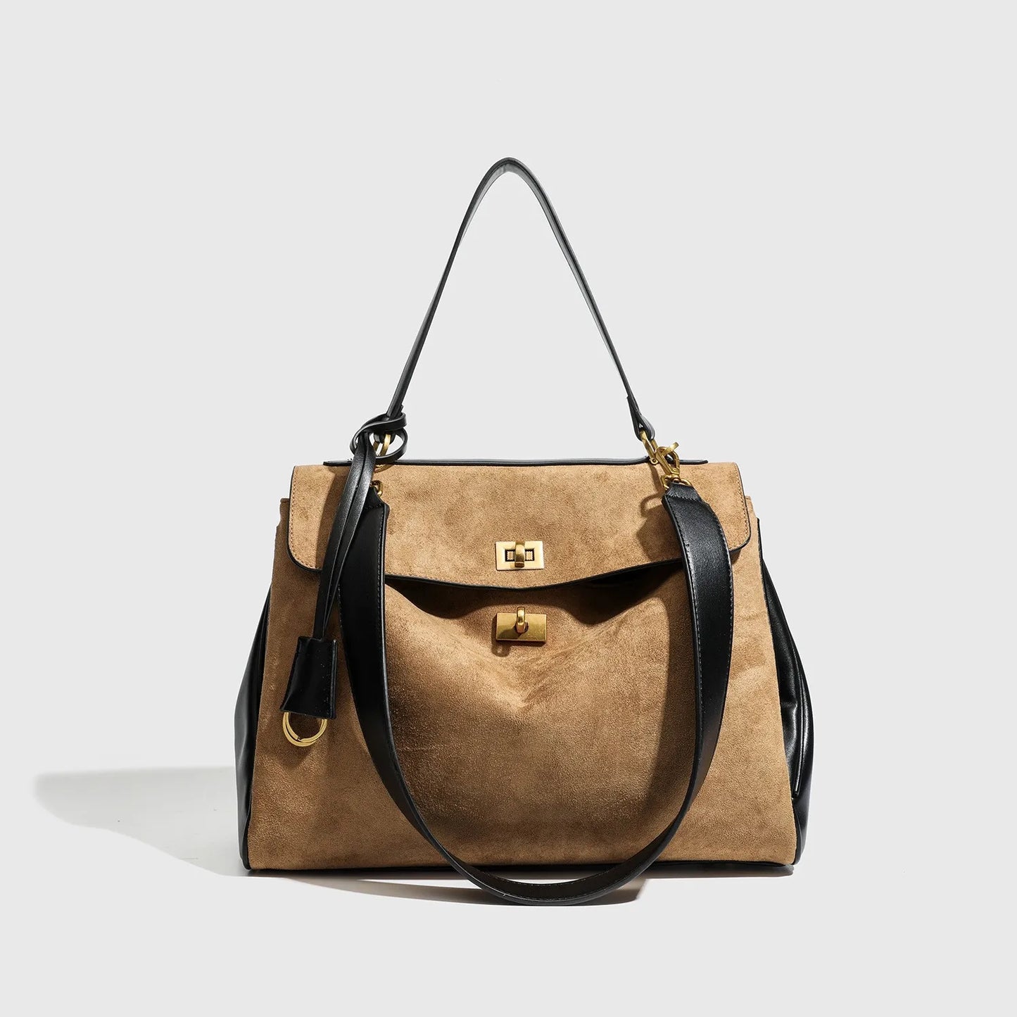Women's Split Leather Large Capacity Tote Bag & Shoulder Handbag