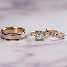 Rose Gold Princess Cut Ring Set