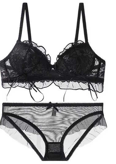 YEMOMO  French Butterfly Knot Lace Bra Set