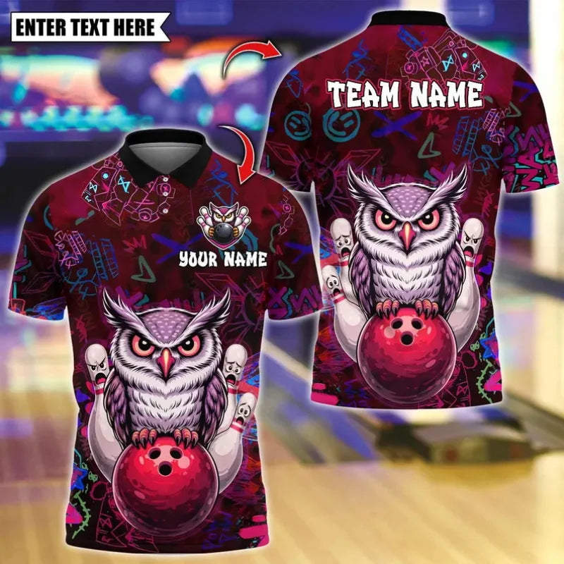 Men's Custom Name Tough Penguin Bowling Polo Shirt