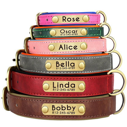 Leather Dog Collar Leash Set Soft Padded