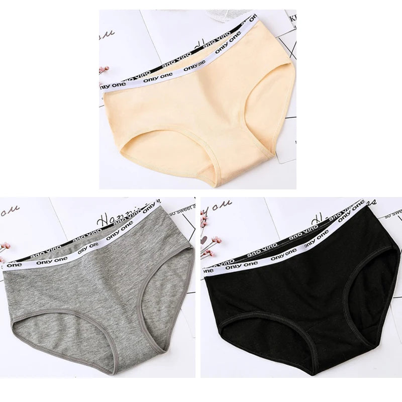 3-Pack Women's Pure Cotton Mid-Waist Briefs