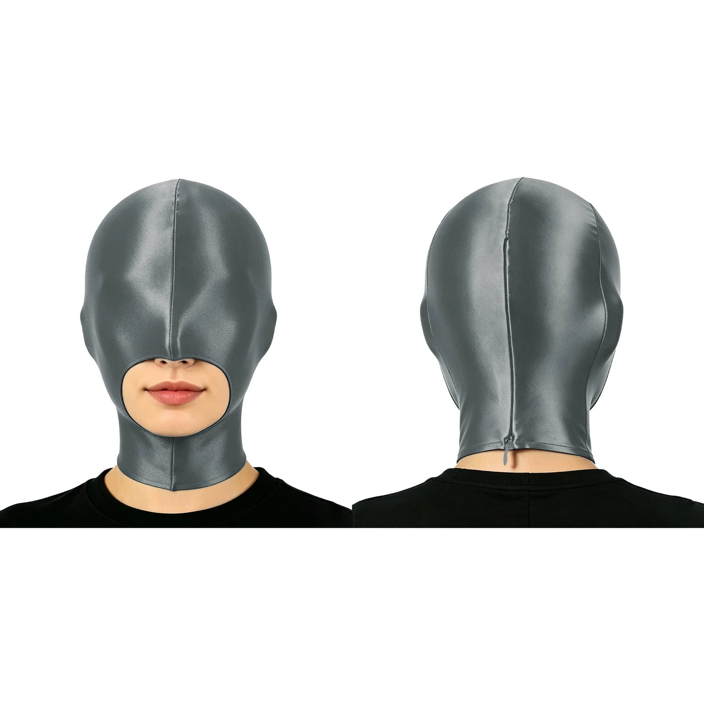 Glossy Full-Head Zippered Balaclava Hood
