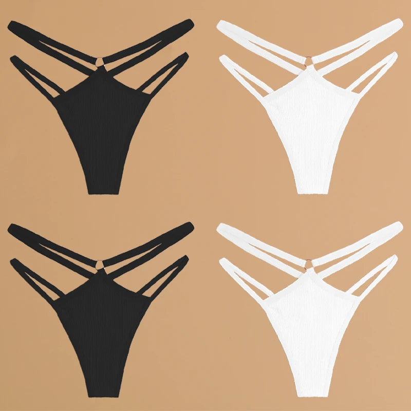 FINETOO 4Pcs Cotton Double Thin Thongs