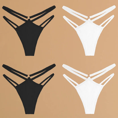 FINETOO 4Pcs Cotton Double Thin Thongs