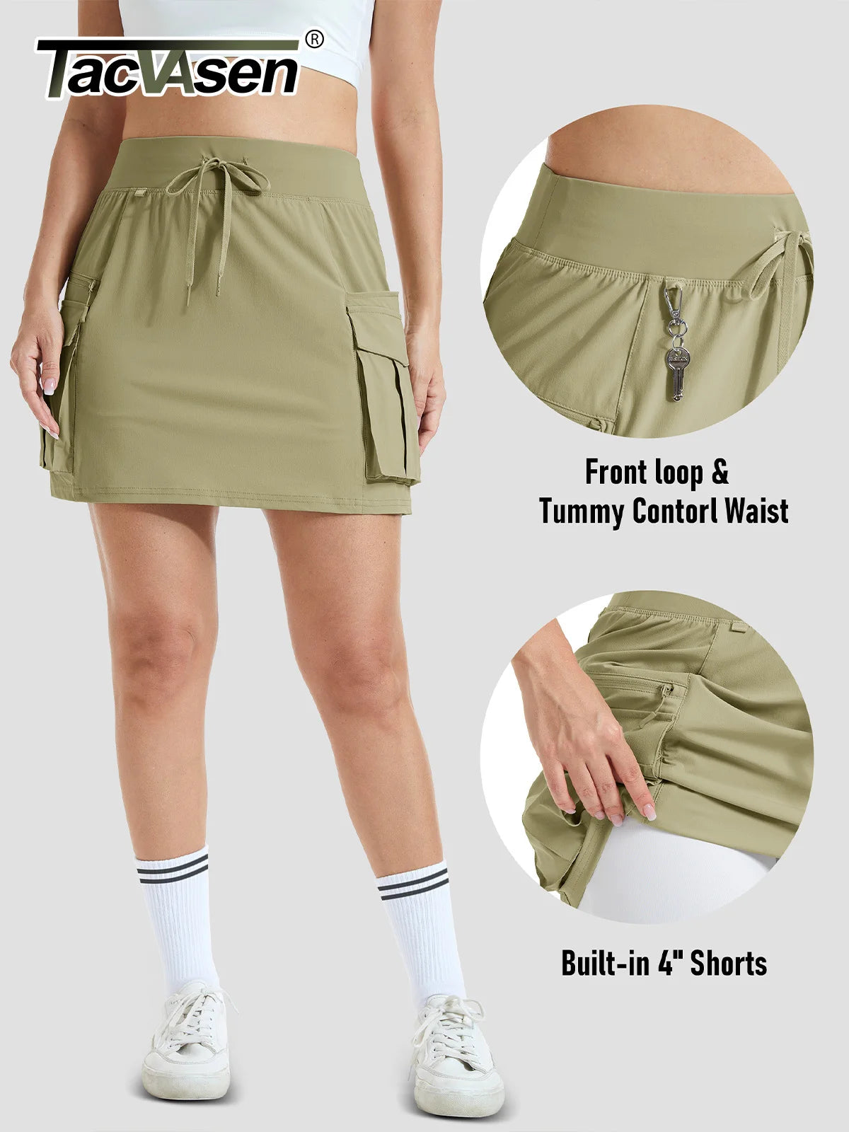 TACVASEN Women's Water-Resistant Hiking Cargo Skort