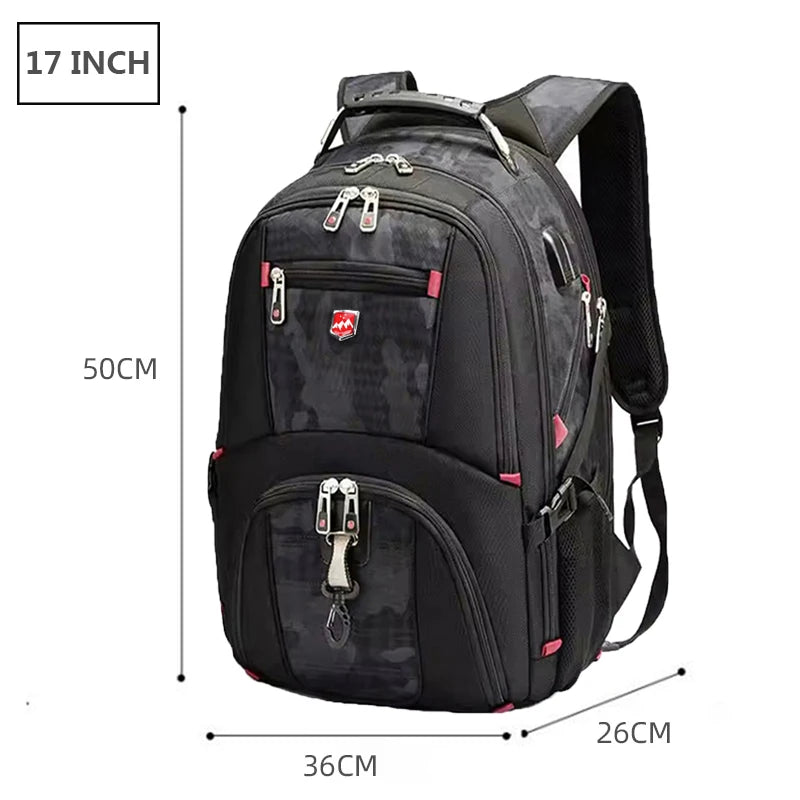 SWISTSNGR Men's Anti-Theft Laptop Backpack - Water-Repellent Business & Travel Rucksack with USB Charging Port