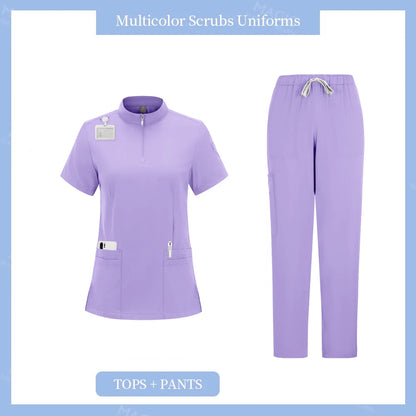 Women’s Stretch Medical Scrub Uniform Set (Top & Jogger Pants)