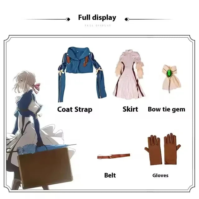 Anime Violet Evergarden Cosplay Costume Set – Uniform Dress Outfit for Women