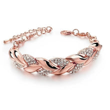 Braided Leaf Crystal Bracelet