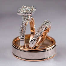 Rose Gold Princess Cut Ring Set