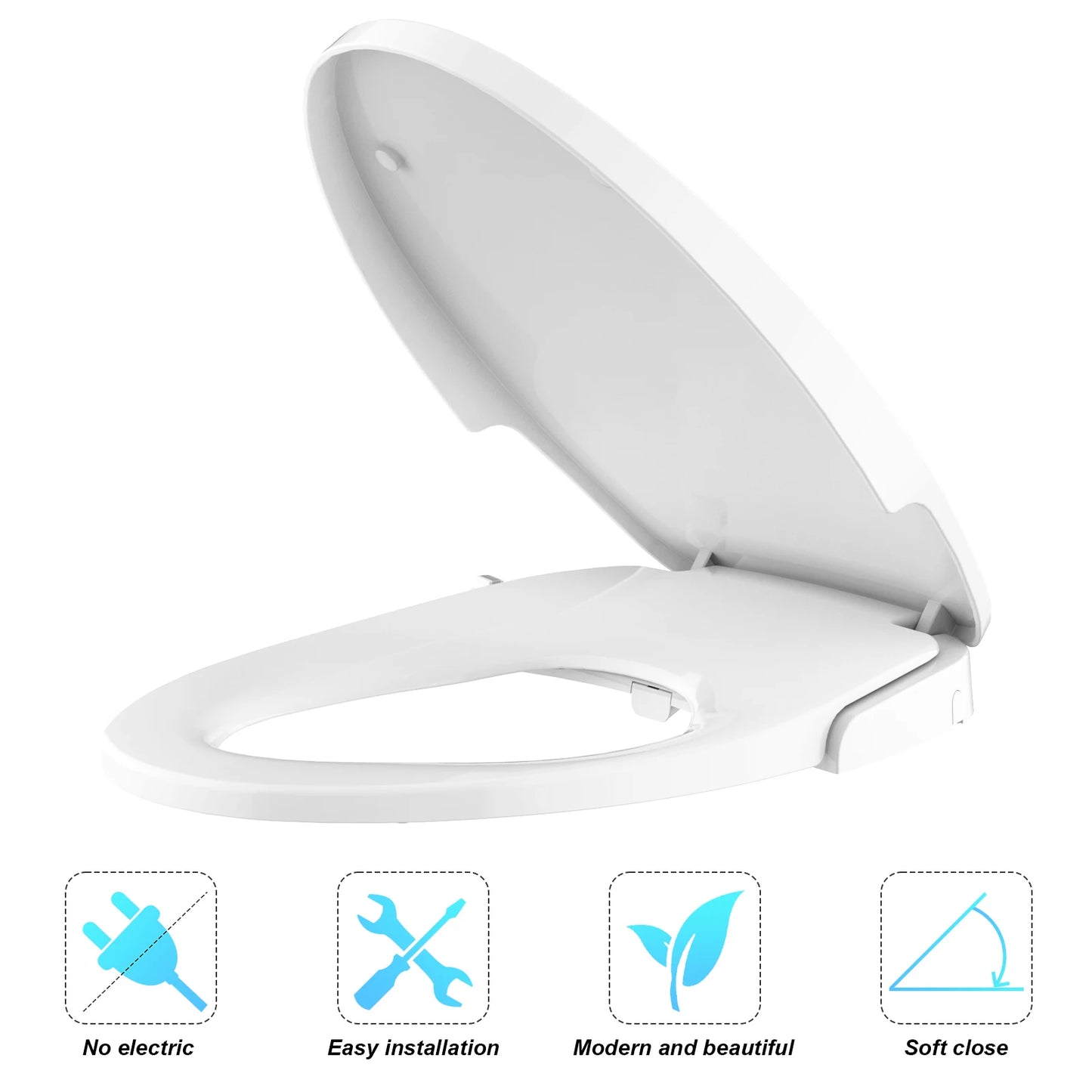 Premium Non-Electric Round Bidet Toilet Seat with Dual Nozzle