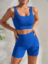 Seamless Ribbed 2Pces Crop Tank and High Waist Shorts