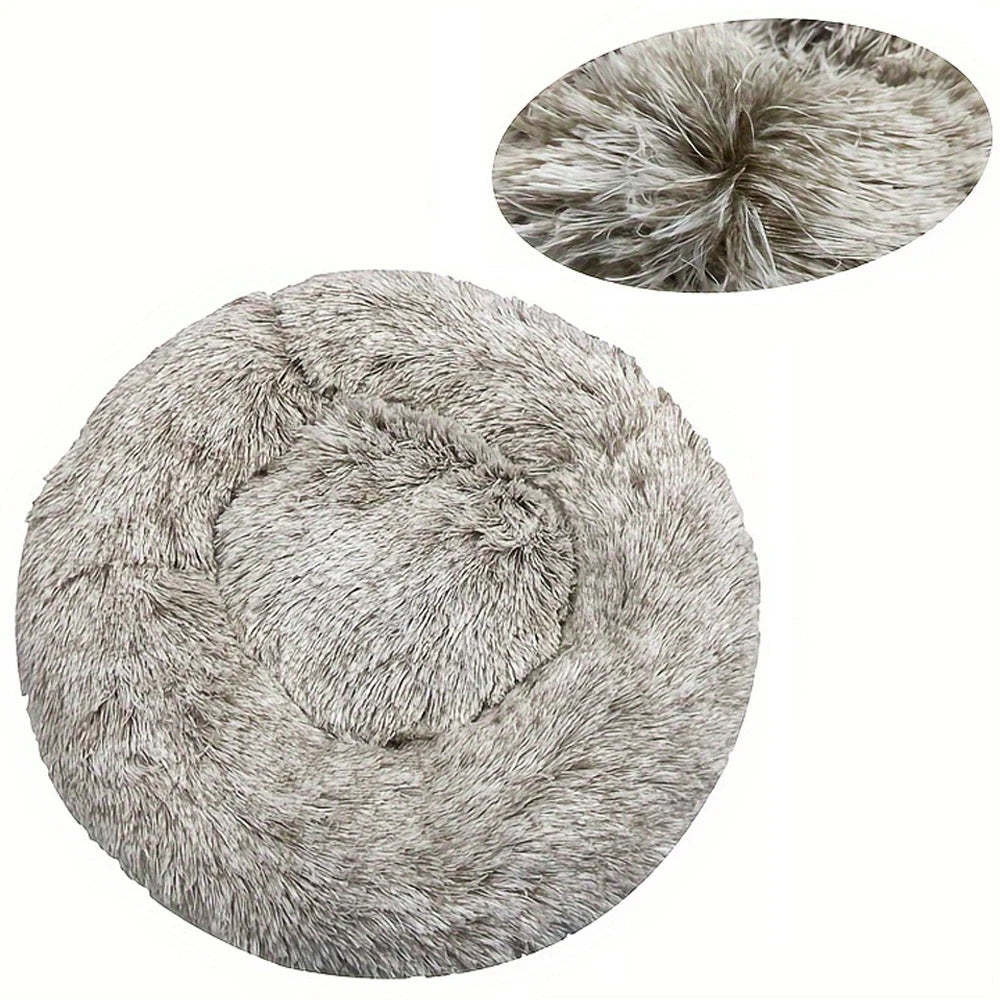 Round Warm Plush Washable Pet Bed