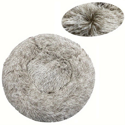 Round Warm Plush Washable Pet Bed