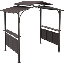 8'x5' BBQ Grill Gazebo with 2 Side Shelves Double Tiered Interlaced Polycarbonate Roof with Steel Frame